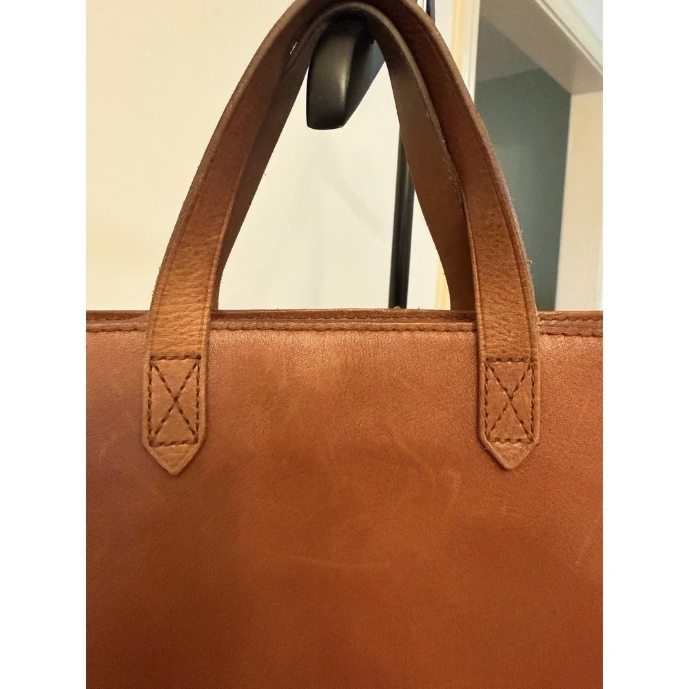 Madewell Leather Medium Size Tote Bag Brown Purse Handbag Basic No Big Strap